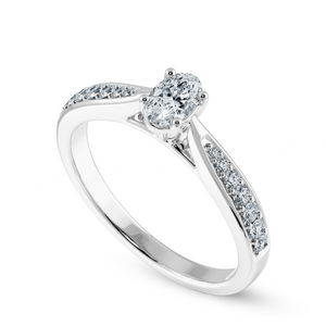 70-Pointer Oval Cut Solitaire Diamond Shank Platinum Ring JL PT 1283-B   Jewelove.US