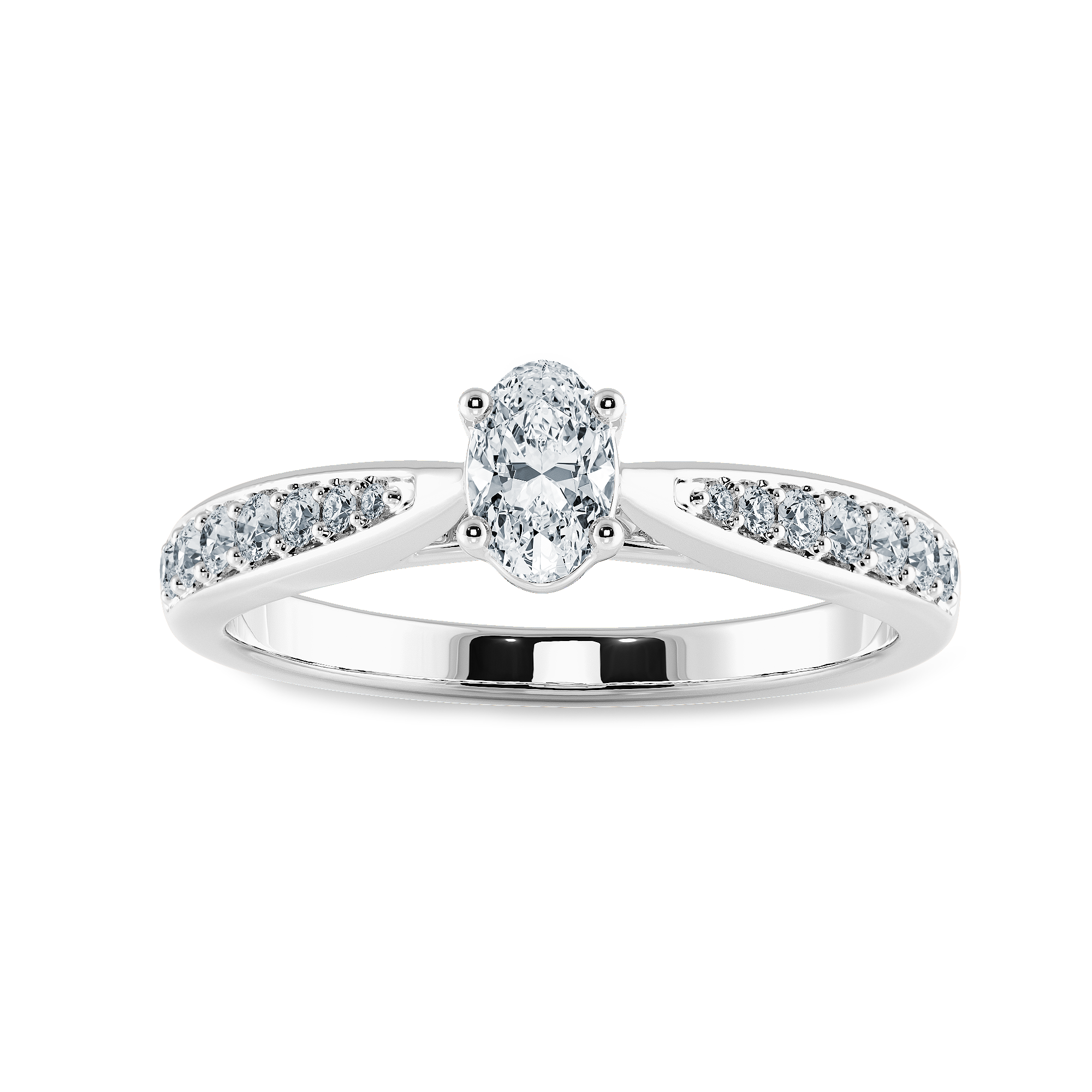 70-Pointer Oval Cut Solitaire Diamond Shank Platinum Ring JL PT 1283-B   Jewelove.US