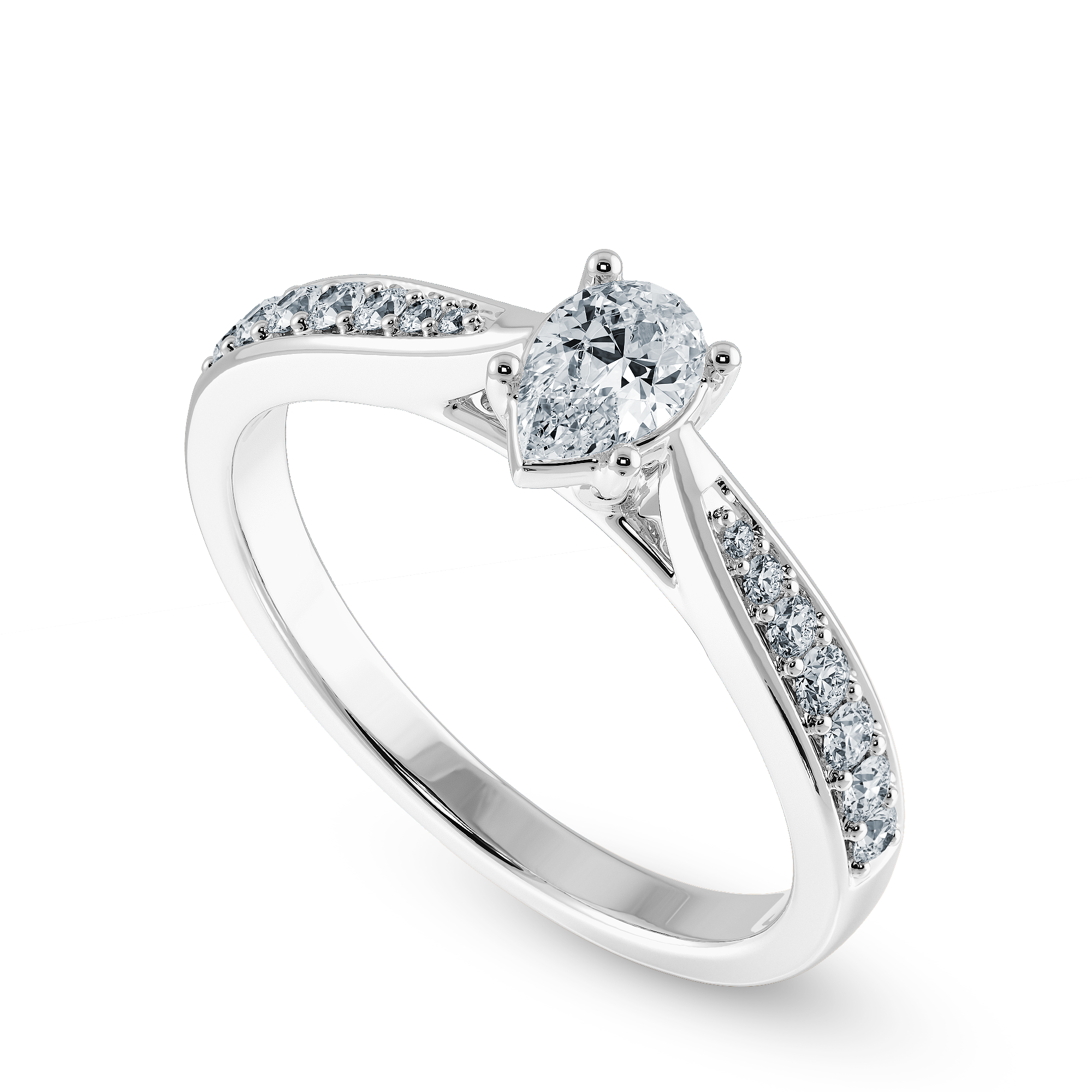 30-Pointer Pear Cut Solitaire Diamond Shank Platinum Ring JL PT 1284   Jewelove.US