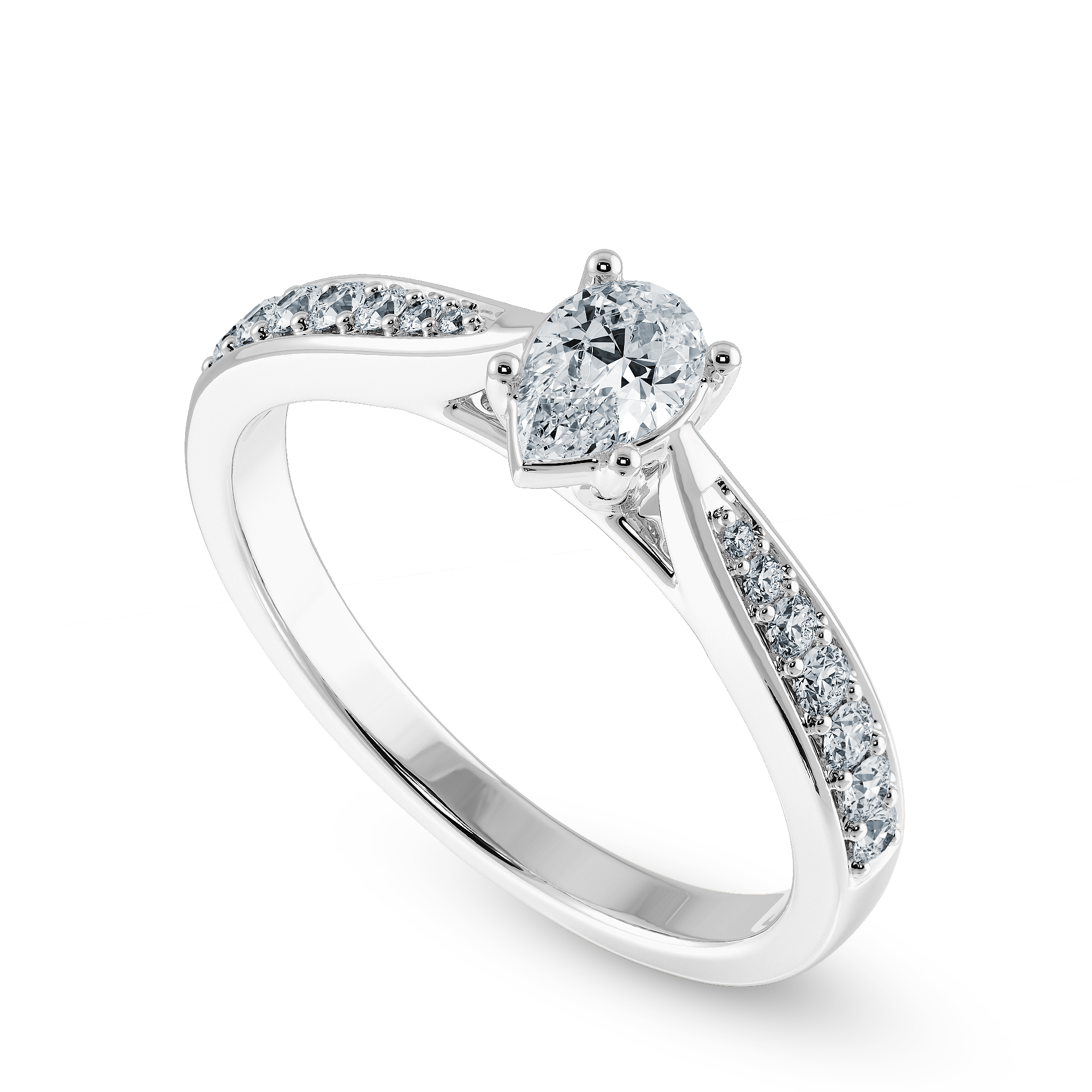 50-Pointer Pear Cut Solitaire Diamond Shank Platinum Ring JL PT 1284-A   Jewelove.US