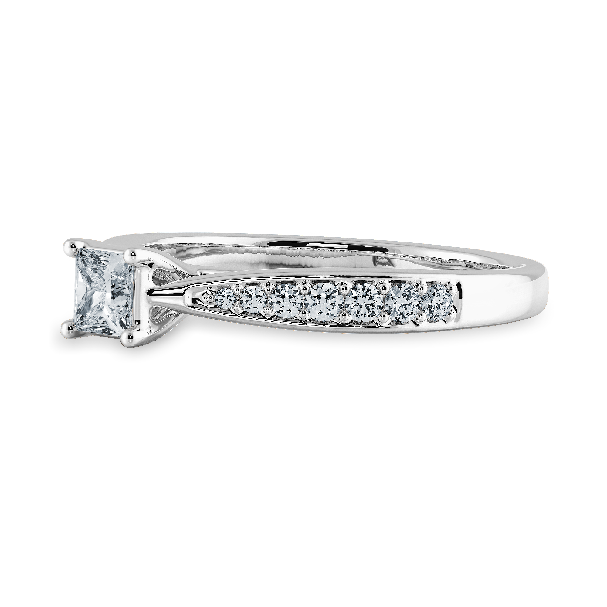 30-Pointer Princess Cut Solitaire Diamond Shank Platinum Ring JL PT 1285   Jewelove.US
