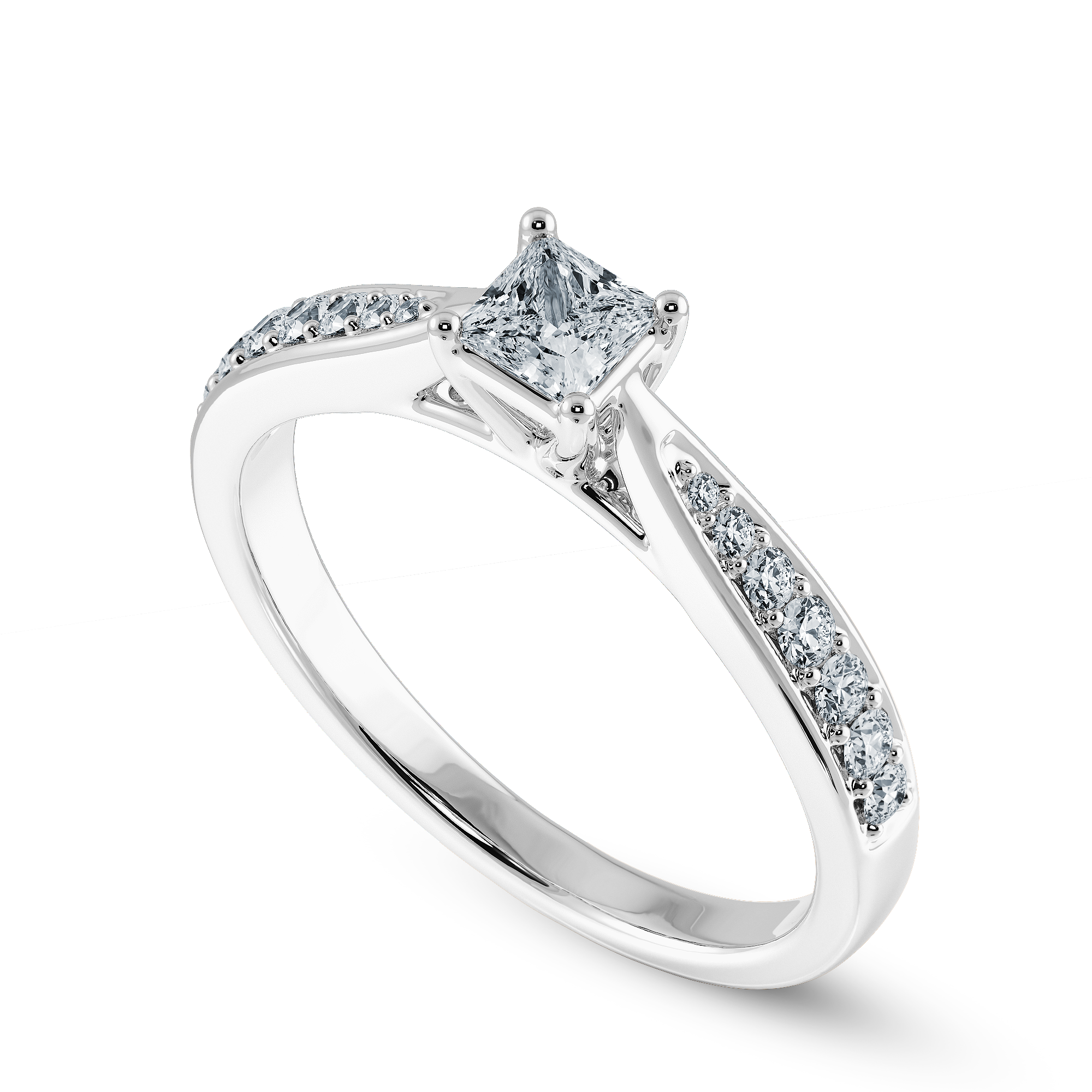 30-Pointer Princess Cut Solitaire Diamond Shank Platinum Ring JL PT 1285   Jewelove.US