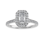 Load image into Gallery viewer, 70-Pointer Emerald Cut Solitaire Halo Diamond Shank Platinum Ring JL PT 1288-B   Jewelove.US
