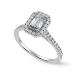 Load image into Gallery viewer, 70-Pointer Emerald Cut Solitaire Halo Diamond Shank Platinum Ring JL PT 1288-B   Jewelove.US
