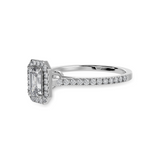 Load image into Gallery viewer, 70-Pointer Emerald Cut Solitaire Halo Diamond Shank Platinum Ring JL PT 1288-B   Jewelove.US
