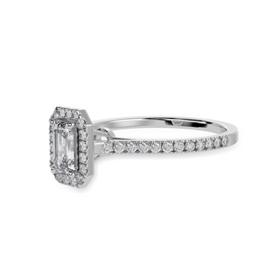 70-Pointer Emerald Cut Solitaire Halo Diamond Shank Platinum Ring JL PT 1288-B   Jewelove.US