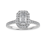Load image into Gallery viewer, 50-Pointer Emerald Cut Solitaire Halo Diamond Shank Platinum Ring JL PT 1288-A   Jewelove.US
