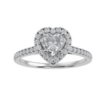 Load image into Gallery viewer, 30-Pointer Heart Cut Solitaire Halo Diamond Shank Platinum Ring JL PT 1289   Jewelove.US
