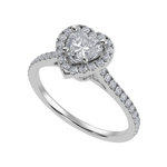 Load image into Gallery viewer, 30-Pointer Heart Cut Solitaire Halo Diamond Shank Platinum Ring JL PT 1289   Jewelove.US

