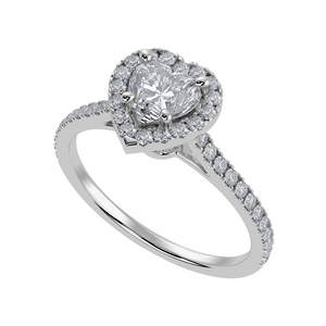 70-Pointer Heart Cut Solitaire Halo Diamond Shank Platinum Ring JL PT 1289-B   Jewelove.US