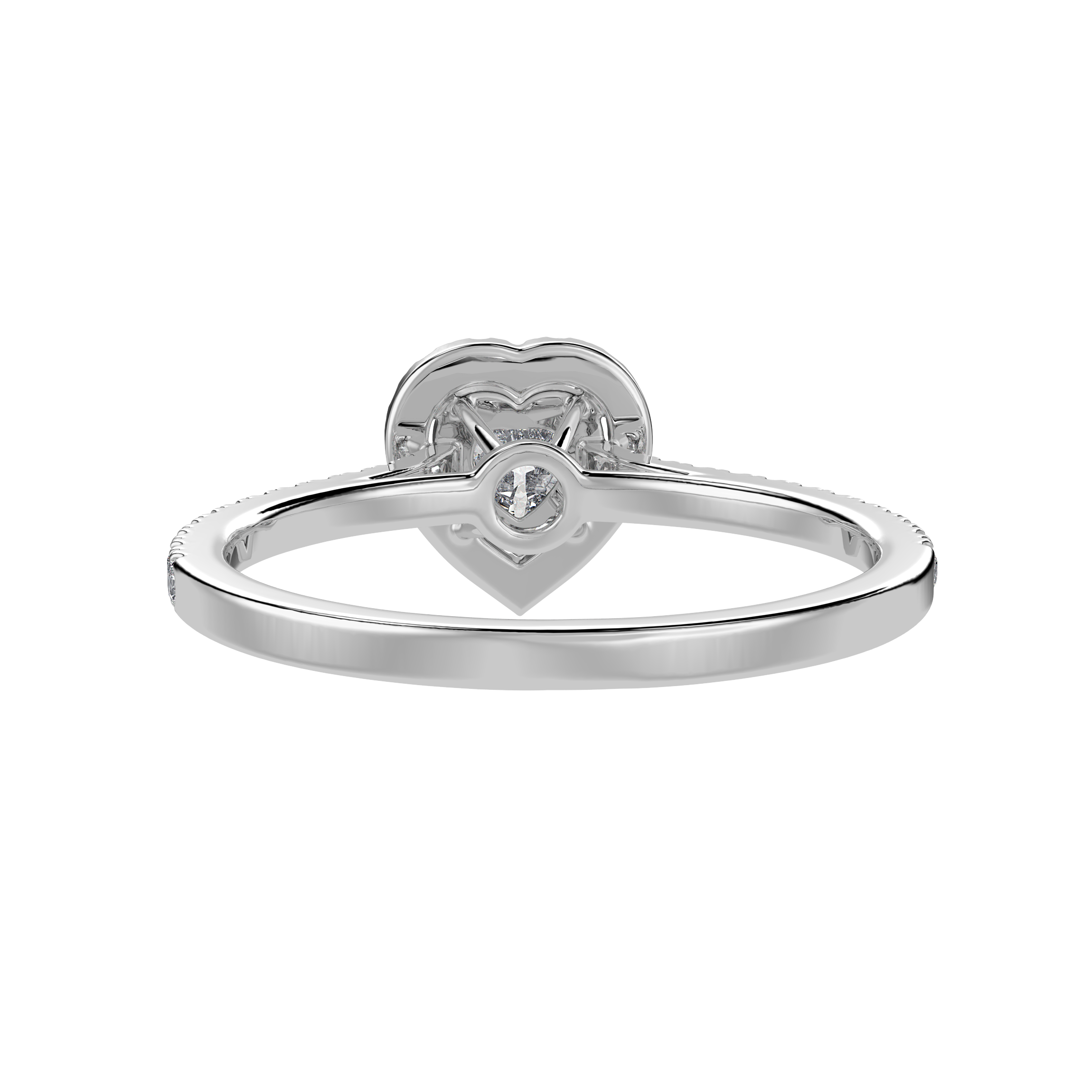 70-Pointer Heart Cut Solitaire Halo Diamond Shank Platinum Ring JL PT 1289-B   Jewelove.US