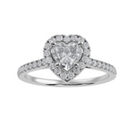 Load image into Gallery viewer, 70-Pointer Heart Cut Solitaire Halo Diamond Shank Platinum Ring JL PT 1289-B   Jewelove.US
