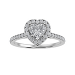 Load image into Gallery viewer, 50-Pointer Heart Cut Solitaire Halo Diamond Shank Platinum Ring JL PT 1289-A   Jewelove.US

