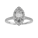 Load image into Gallery viewer, 50-Pointer Marquise Cut Solitaire Halo Diamond Shank Platinum Ring JL PT 1290-A   Jewelove.US
