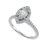 Load image into Gallery viewer, 50-Pointer Marquise Cut Solitaire Halo Diamond Shank Platinum Ring JL PT 1290-A   Jewelove.US
