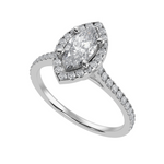 Load image into Gallery viewer, 30-Pointer Marquise Cut Solitaire Halo Diamond Shank Platinum Ring JL PT 1290   Jewelove.US
