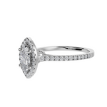 Load image into Gallery viewer, 50-Pointer Marquise Cut Solitaire Halo Diamond Shank Platinum Ring JL PT 1290-A   Jewelove.US
