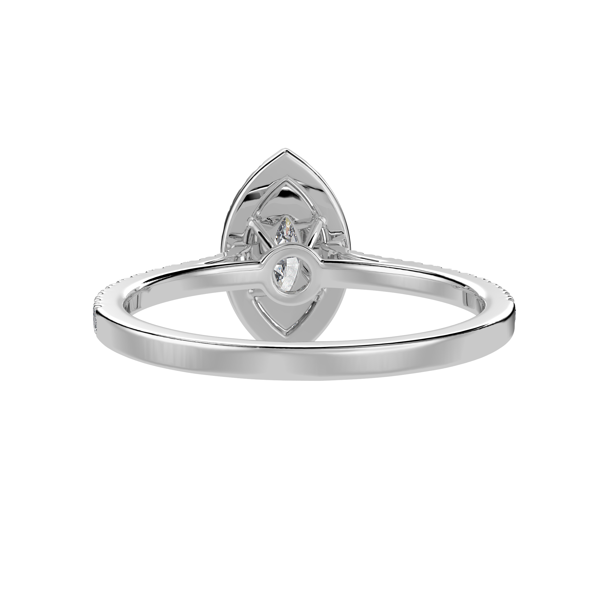 50-Pointer Marquise Cut Solitaire Halo Diamond Shank Platinum Ring JL PT 1290-A   Jewelove.US
