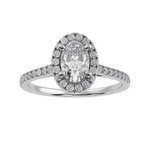 Load image into Gallery viewer, 30-Pointer Oval Cut Solitaire Halo Diamond Shank Platinum Ring JL PT 1291   Jewelove.US
