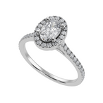 Load image into Gallery viewer, 70-Pointer Oval Cut Solitaire Halo Diamond Shank Platinum Ring JL PT 1291-B   Jewelove.US
