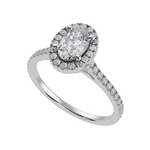 Load image into Gallery viewer, 30-Pointer Oval Cut Solitaire Halo Diamond Shank Platinum Ring JL PT 1291   Jewelove.US
