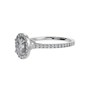 30-Pointer Oval Cut Solitaire Halo Diamond Shank Platinum Ring JL PT 1291   Jewelove.US