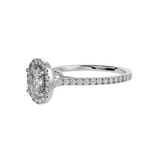 Load image into Gallery viewer, 50-Pointer Oval Cut Solitaire Halo Diamond Shank Platinum Ring JL PT 1291-A   Jewelove.US

