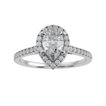 Load image into Gallery viewer, 30-Pointer Pear Cut Solitaire Halo Diamond Shank Platinum Ring JL PT 1292   Jewelove.US
