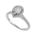 Load image into Gallery viewer, 50-Pointer Pear Cut Solitaire Halo Diamond Shank Platinum Ring JL PT 1292-A   Jewelove.US
