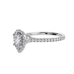 Load image into Gallery viewer, 30-Pointer Pear Cut Solitaire Halo Diamond Shank Platinum Ring JL PT 1292   Jewelove.US
