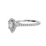 Load image into Gallery viewer, 50-Pointer Pear Cut Solitaire Halo Diamond Shank Platinum Ring JL PT 1292-A   Jewelove.US
