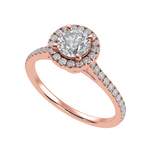 Load image into Gallery viewer, 50-Pointer Solitaire Halo Diamond Shank 18K Rose Gold Ring JL AU 1294R-A   Jewelove.US
