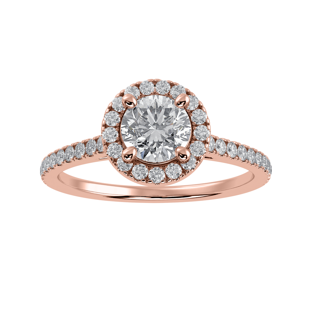 50-Pointer Solitaire Halo Diamond Shank 18K Rose Gold Ring JL AU 1294R-A   Jewelove.US