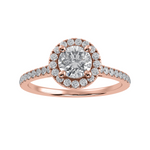 Load image into Gallery viewer, 50-Pointer Solitaire Halo Diamond Shank 18K Rose Gold Ring JL AU 1294R-A   Jewelove.US
