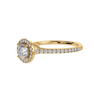 50-Pointer Solitaire Halo Diamond Shank 18K Yellow Gold Ring JL AU 1294Y-A   Jewelove.US