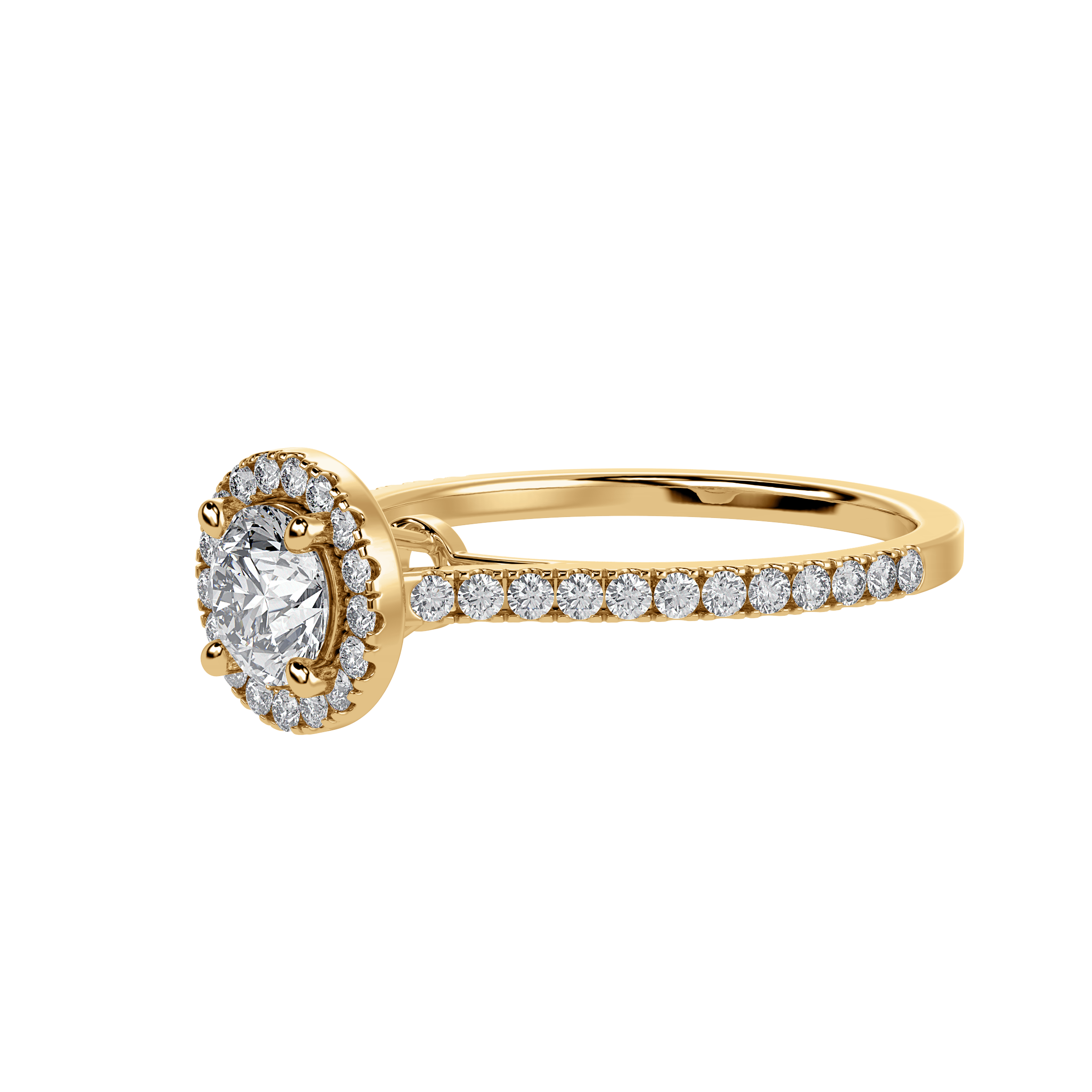 1-Carat Solitaire Halo Diamond Shank 18K Yellow Gold Ring JL AU 1294Y-C   Jewelove.US