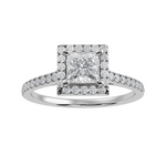 Load image into Gallery viewer, 30-Pointer Princess Cut Solitaire Halo Diamond Shank Platinum Ring JL PT 1293   Jewelove.US
