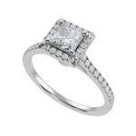 Load image into Gallery viewer, 50-Pointer Princess Cut Solitaire Halo Diamond Shank Platinum Ring JL PT 1293-A   Jewelove.US
