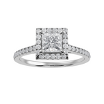 Load image into Gallery viewer, 1-Carat Princess Cut Solitaire Halo Diamond Shank Platinum Ring JL PT 1293-C   Jewelove.US
