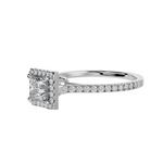 Load image into Gallery viewer, 30-Pointer Princess Cut Solitaire Halo Diamond Shank Platinum Ring JL PT 1293   Jewelove.US
