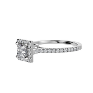 30-Pointer Princess Cut Solitaire Halo Diamond Shank Platinum Ring JL PT 1293   Jewelove.US