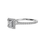 Load image into Gallery viewer, 50-Pointer Princess Cut Solitaire Halo Diamond Shank Platinum Ring JL PT 1293-A   Jewelove.US
