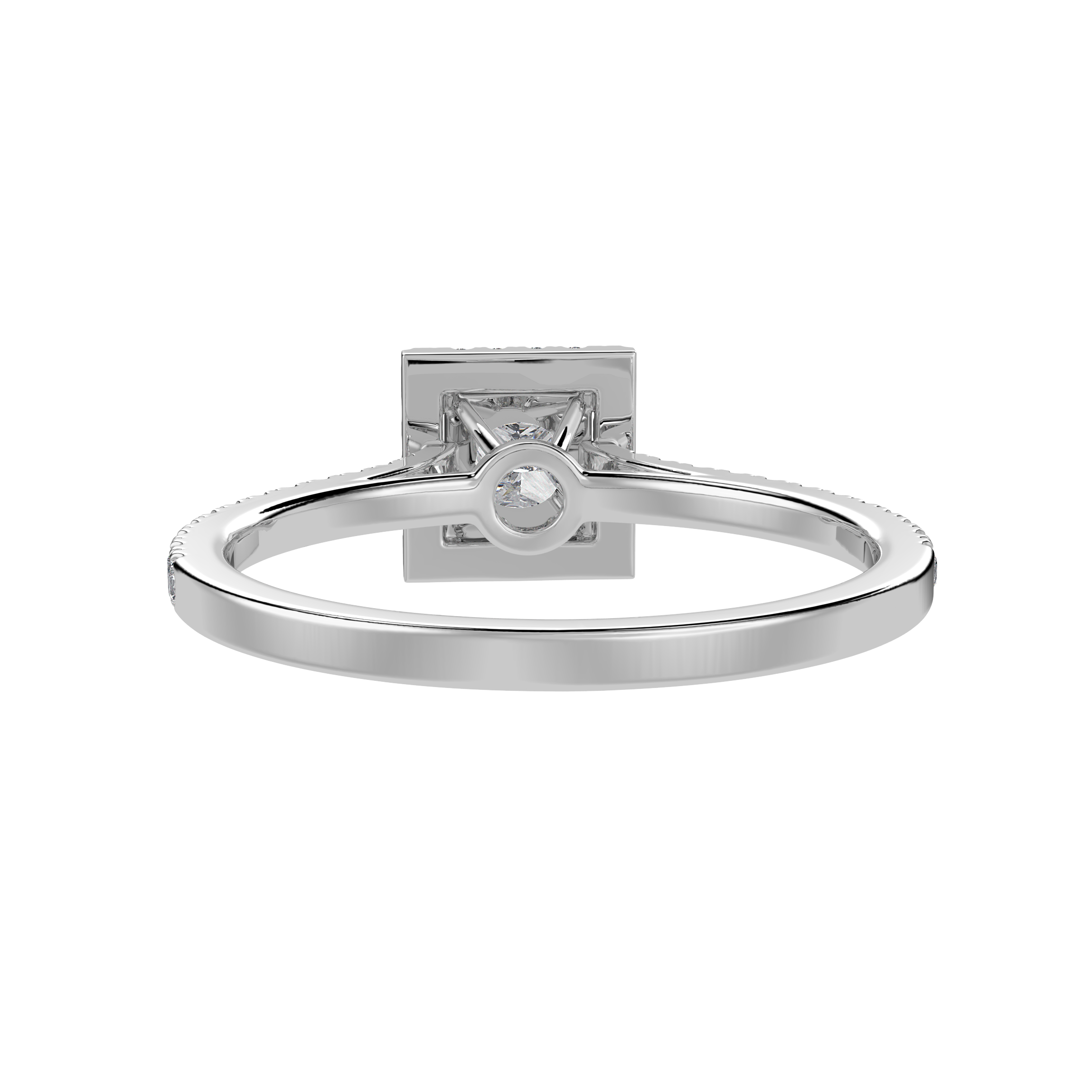 30-Pointer Princess Cut Solitaire Halo Diamond Shank Platinum Ring JL PT 1293   Jewelove.US