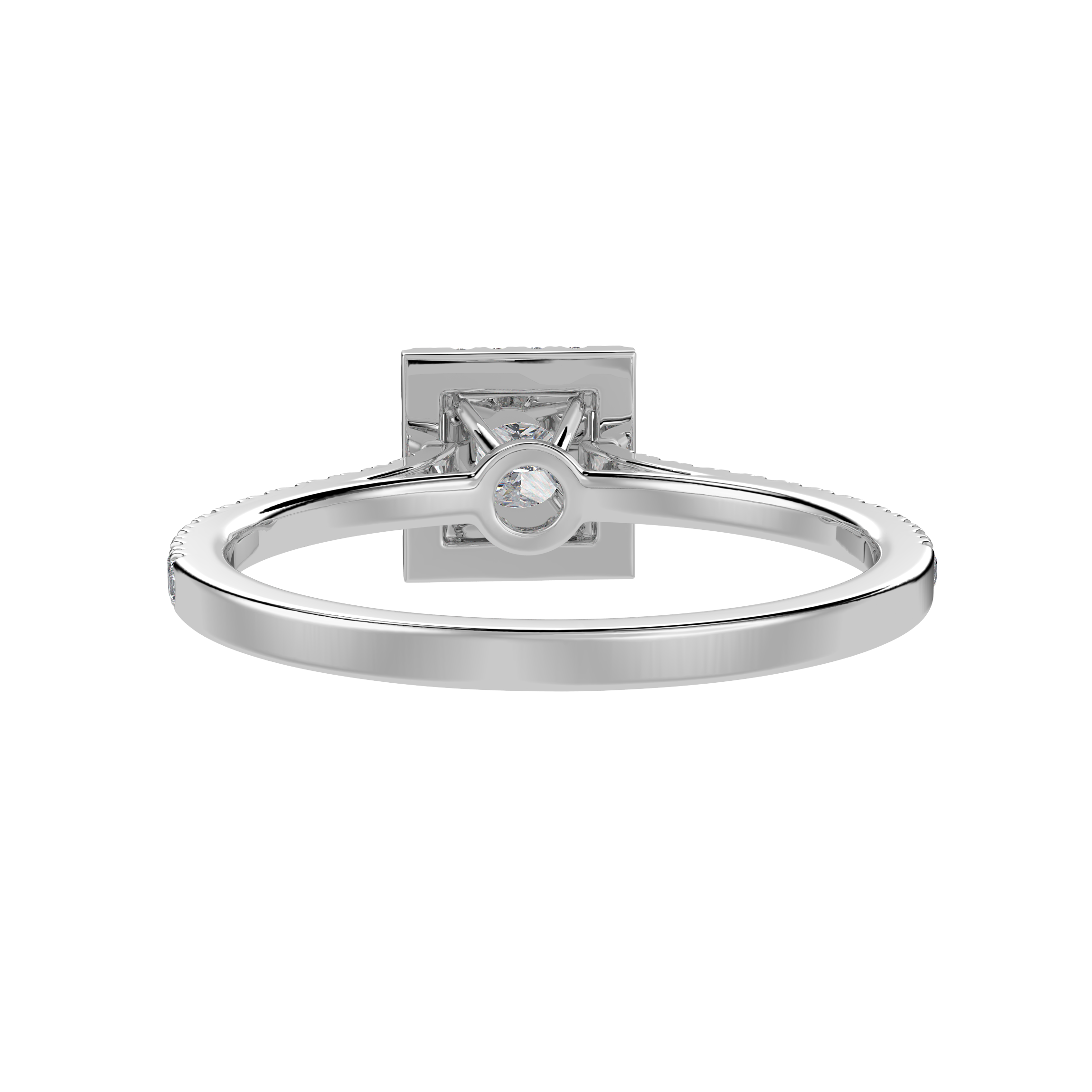 1-Carat Princess Cut Solitaire Halo Diamond Shank Platinum Ring JL PT 1293-C   Jewelove.US