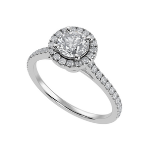 1-Carat Solitaire Halo Diamond Shank Platinum Ring JL PT 1294-C   Jewelove.US