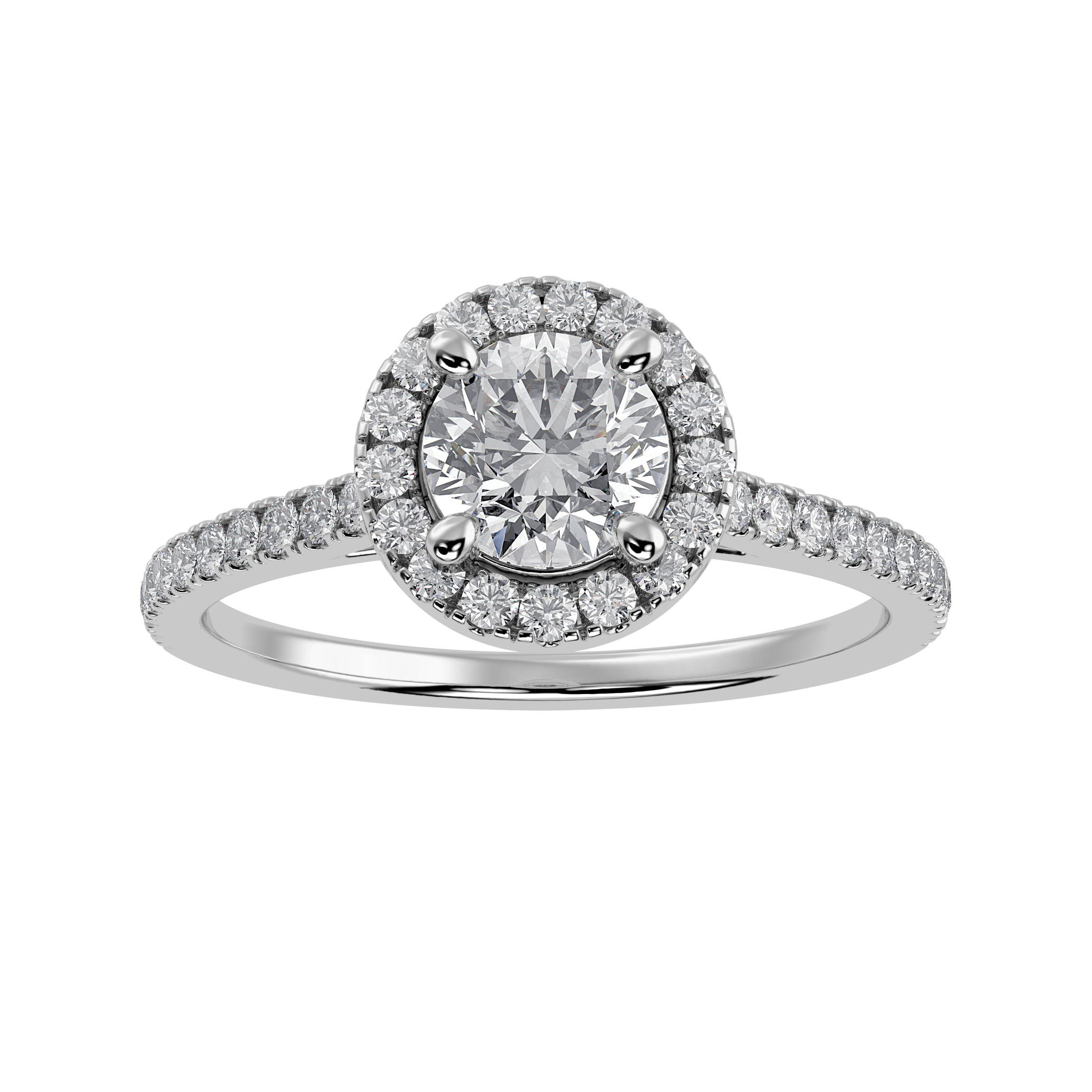 1-Carat Solitaire Halo Diamond Shank Platinum Ring JL PT 1294-C   Jewelove.US