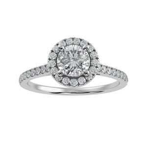 1-Carat Solitaire Halo Diamond Shank Platinum Ring JL PT 1294-C   Jewelove.US