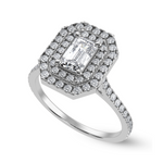 Load image into Gallery viewer, 70-Pointer Emerald Cut Solitaire Double Halo Diamond Shank Platinum Ring JL PT 1296-B   Jewelove.US
