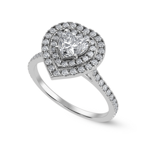50-Pointer Heart Cut Solitaire Double Halo Diamond Shank Platinum Ring JL PT 1297-A   Jewelove.US