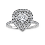 Load image into Gallery viewer, 70-Pointer Heart Cut Solitaire Double Halo Diamond Shank Platinum Ring JL PT 1297-B   Jewelove.US
